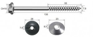 Parafuso Telha + Arruelas 5/16 x 310 CH10 RS7,8 ZB - 10 peas